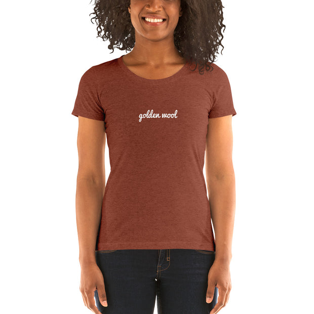 Women's Golden Wool Cursive Slim Fit T-shirt